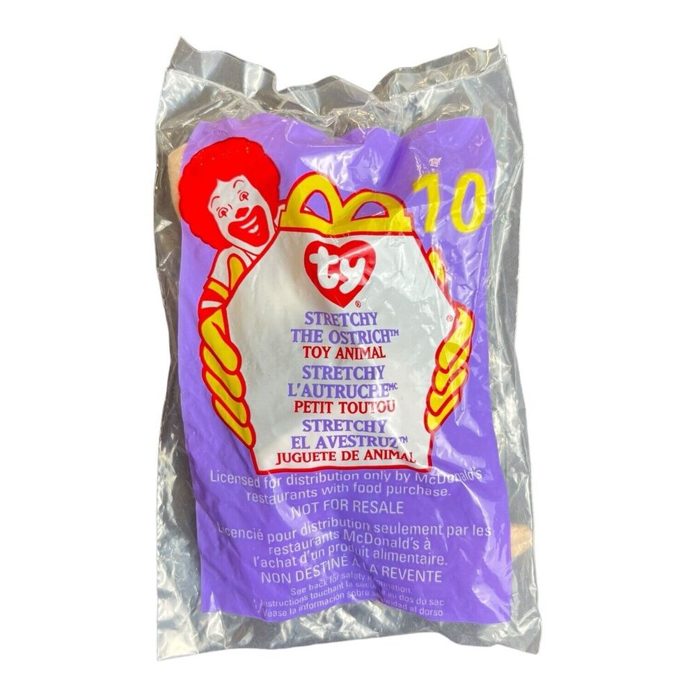 TY McDonald's Teenie Beanie - #10 STRETCHY the Ostrich (1999) (5 inch) - New